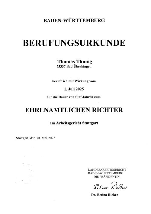 Berufungsurkunde